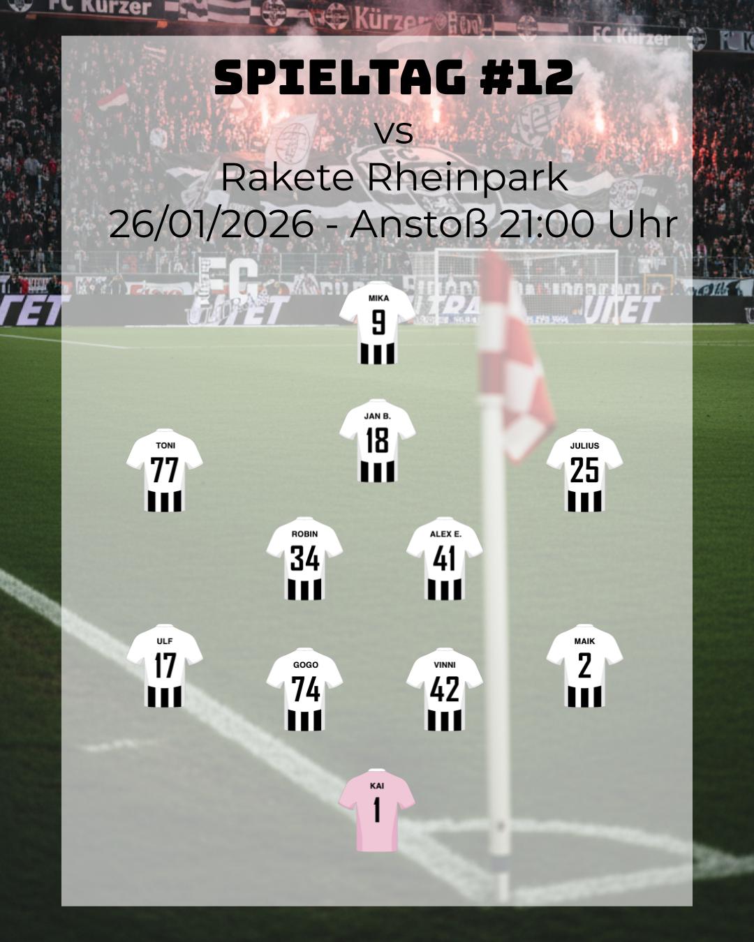 12. Spieltag Aufstellung